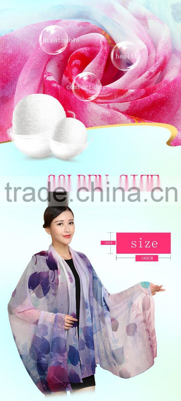 2016 summer high quality digital printed 100%pure silk scarf, hangzhou factory silk scarf shawl,modern vintage style scarf