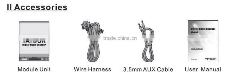 Yatour yt-m06 support sd card/aux/usb digital music cd changer to car