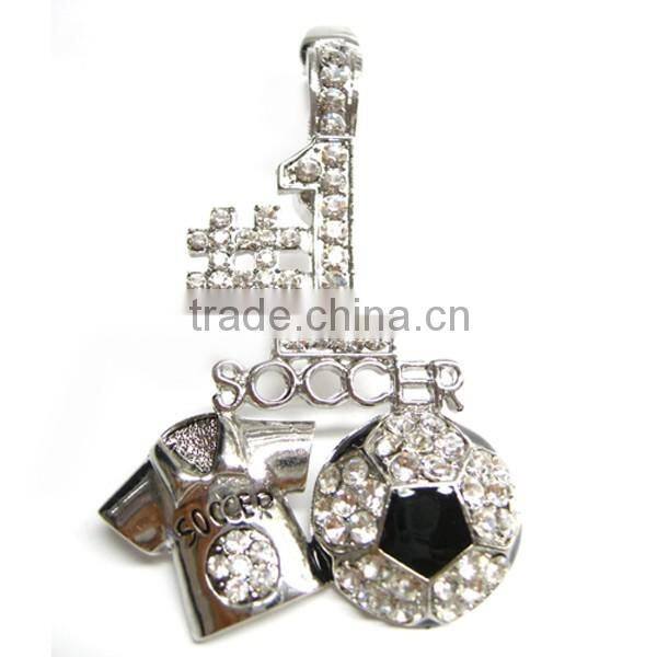 Fashion Blue Rhinestone Cheerleading Magaphone Magnetic Pendant Charm