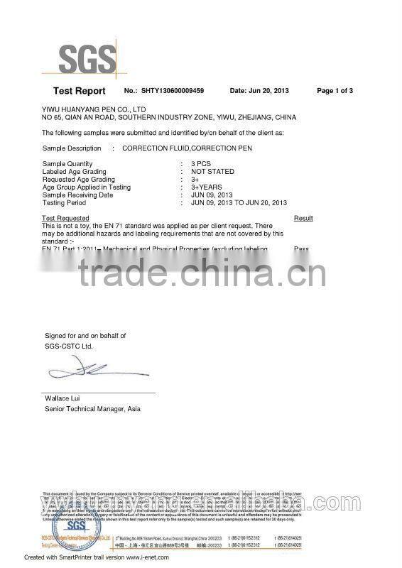 Wholesale office and school stationery whiteout/correction pen fluid