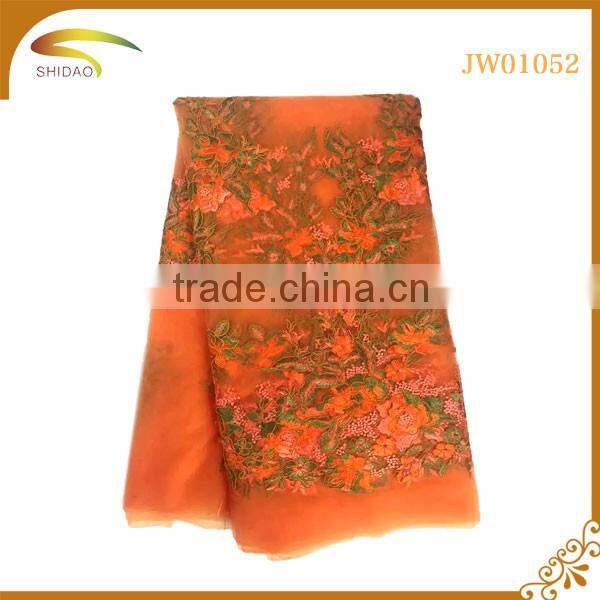 high quality latest african Japan decorative embroidery 3D patterned silk fabric market in Japan