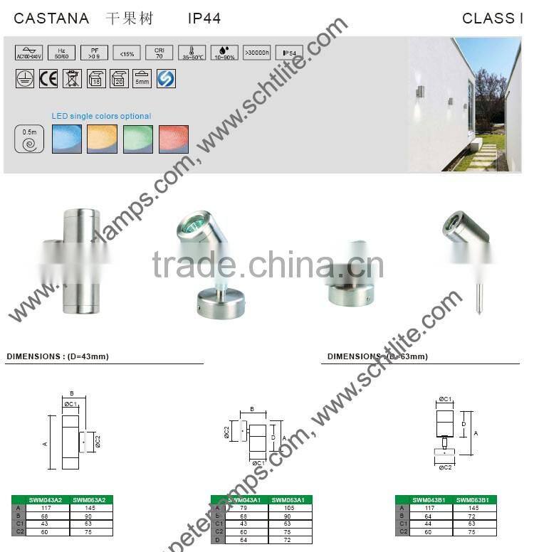 CASTANA LED stainless steel wall light IP65 outdoor wall lighting