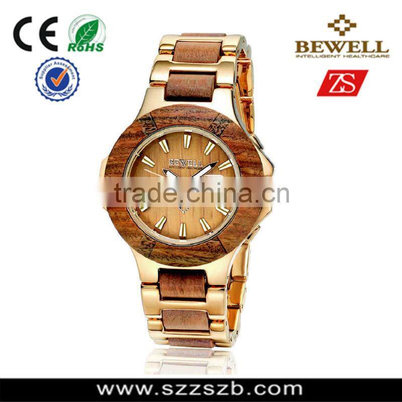 2016 Top selling Timeproof wooden Watch with IPG/IPS/IP Black Metal Case and Band ,Japan Movement 2015/2115 ,3ATM Waterproof