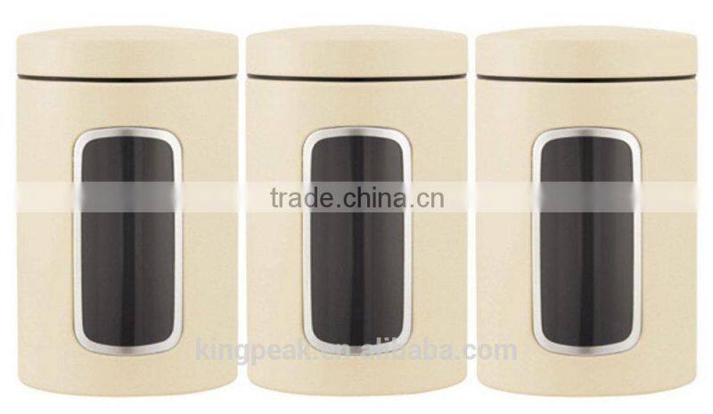 High Quality Stainless steel Window Canister Set /herbs and spices Jars/Stainless Steel Food Storage Spice Jars