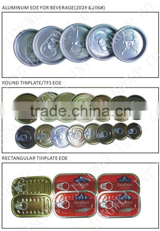 603#(153.4 mm) round full aperture tin can tinplate eoe lid