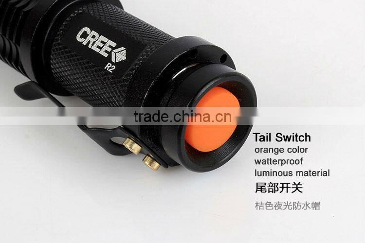 GOREAD C15 flashlight rechargeable Mini LED Flashlight Torch Adjustable Focus Zoom Light Lamp Black