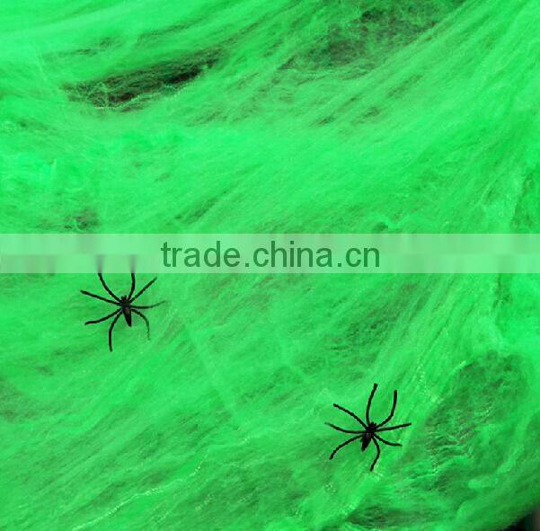 Spooky halloween decorative stretchable spider web with spiders