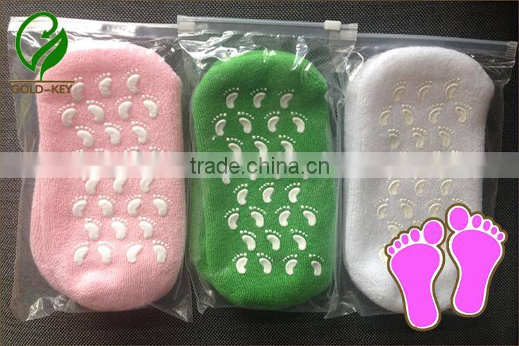 colorful cotton spa gel socks for foot care, crack foot treatment gel socks