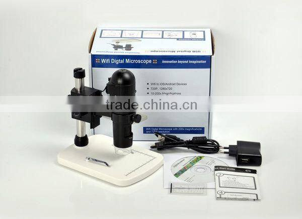 2014 New Product WiFi 200x USB Digital Microscope for iOS/Android Device/PC