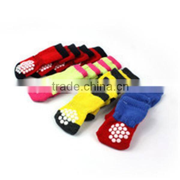 Ladybug pet doggie socks / dog footwear with slip-resistant rubber back