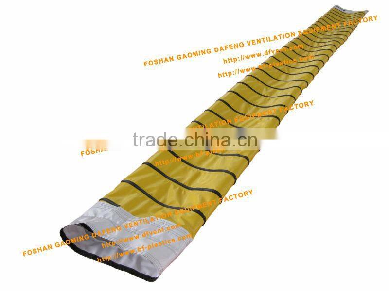 yellow thickening layflat airport insulated duct with zipper and velcro ends