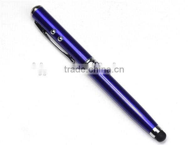 4 in 1 Metal Engraved LED light and laser pen multifunction touch pen