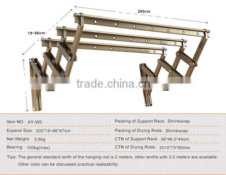Expandable Aluminium Clothes Hanging Drying Rack, Laundry Hanger Collapsible Wall Mount