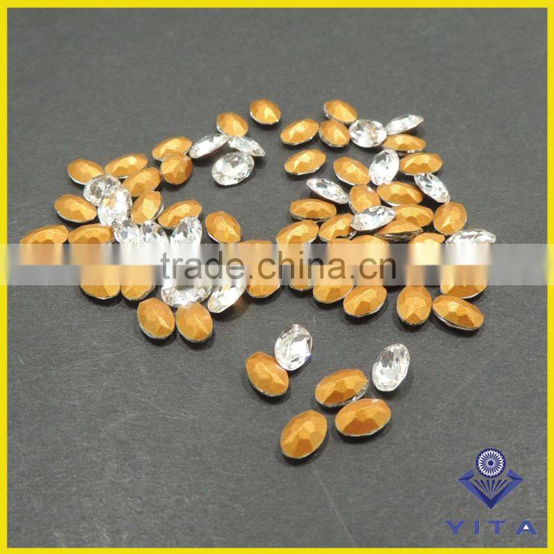 4*6mm oval shape glass fancy crystal rhinestones pointed back for necklace
