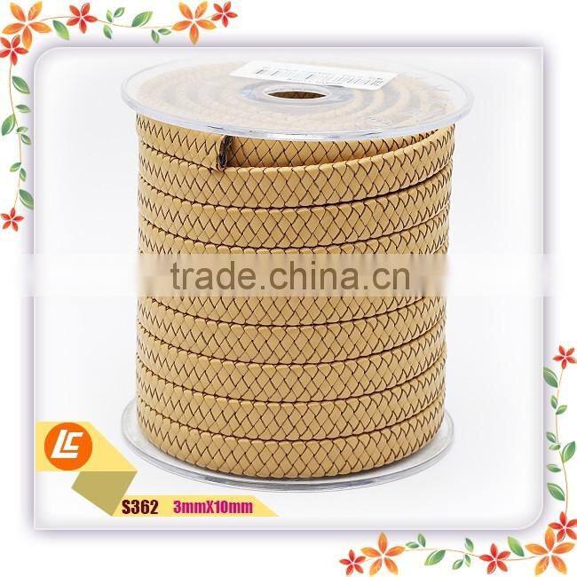 Wholesale red genuine fashion brand flat woven leather string