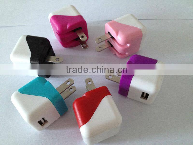 ODM/OEM DC5V1000mA travel charger portable US home charger for smartphone