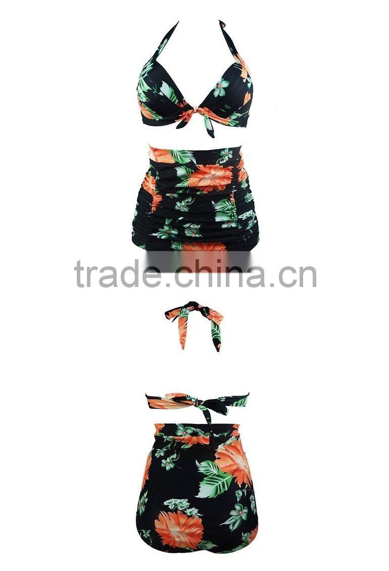 Fashionable Design Girl Bikini Swimwear 2016 With Custom Pattern
