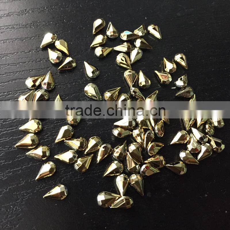 4*6mm teardrop pear golden metalic point back acrylic jewels rhinestones DIY bracelets chain craft hobby supplier factory