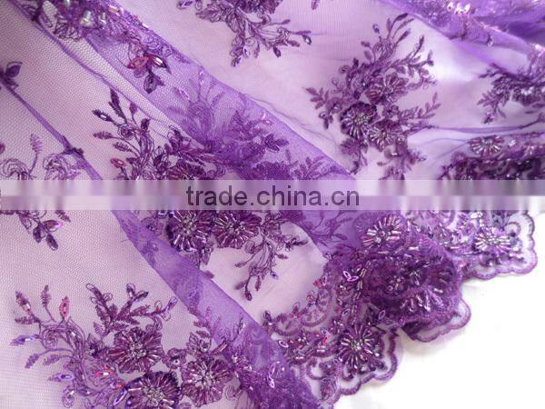 purple french bridal lace high quality african french lace fabric for evening dress