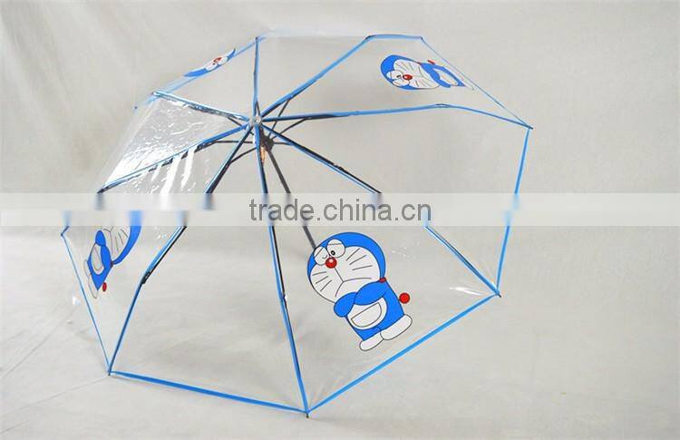 cartoon transparent 3 folding clear umbrella