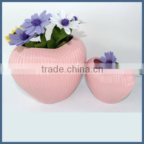 Pink heart shape porcelain home decor flower vase