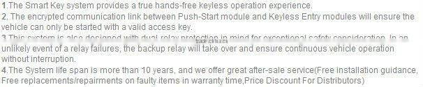 PKE Push Button Start Remote Keyless Starter Car Alarm System for Hyundai Tucson