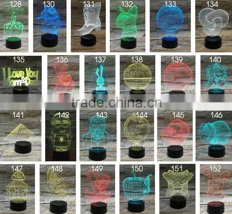 3D Optical Night Light Sponge Baby 7 RGB Light Colors 10 LEDs AA Battery or DC 5V Mixed Lot