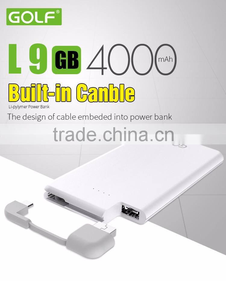 2016 Ultra-slim 6mm credit card size super Slim Credit Card Business card built-in cable portable Power Bank 4000mAh