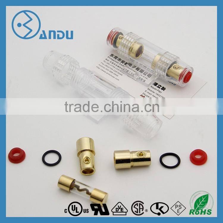 Audio fuse and fuse holder golden plated 10*38mm glass fuse