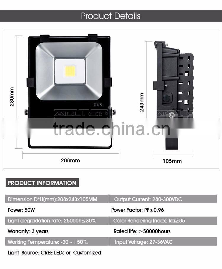 IP65 Waterproof high lumen bridgelux led Outdoor flood light 50w