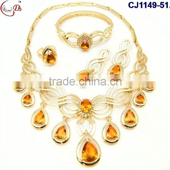 CJ1149-(53-57) 2016 fashion jewelry gold plating with rhinestone jewelry crystal fashion jewelry set