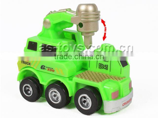 4 style kids plastic construction wind up truck toy
