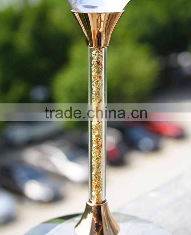 Glass manufacturer promotion wholesale handmade clear glass neck plate with gold, gold wine glass shopping