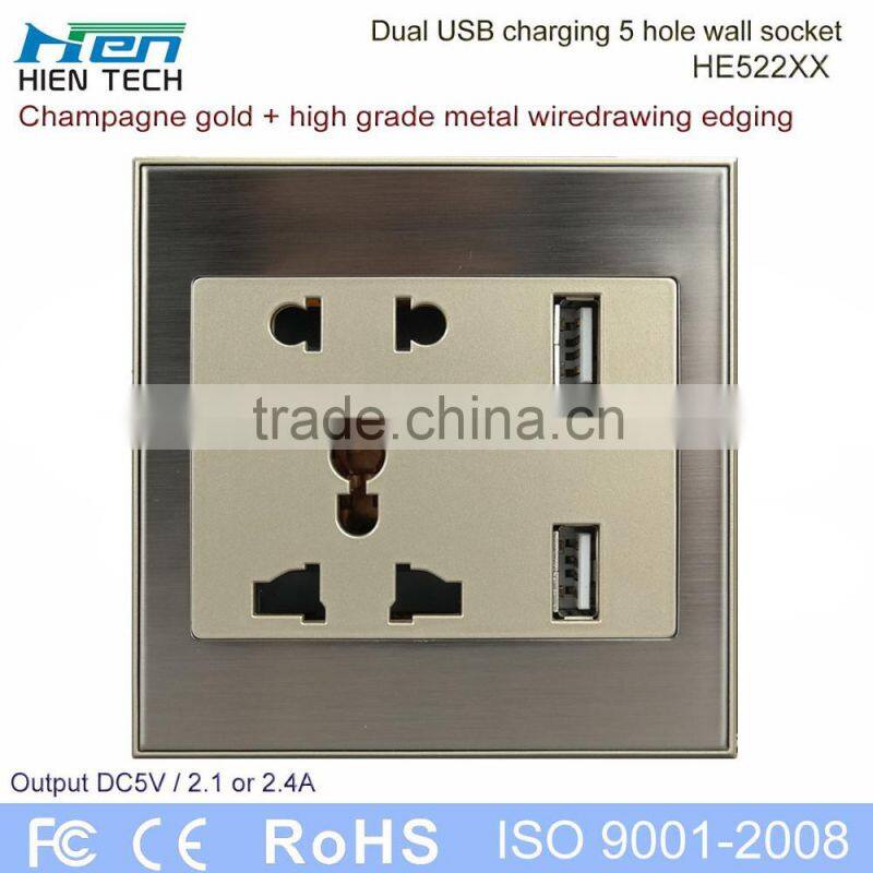 Public commercial using wall socket USB light socket with 2 USB ports