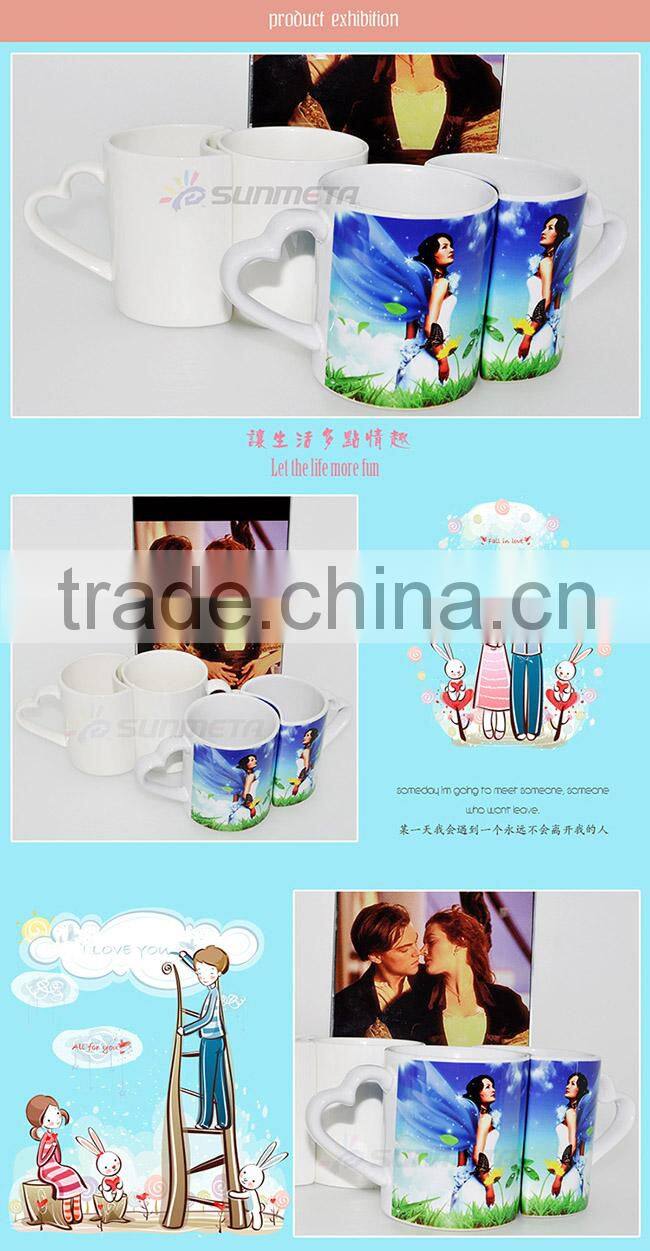 heart shape ceramic couple mug,wholesale white couple mug