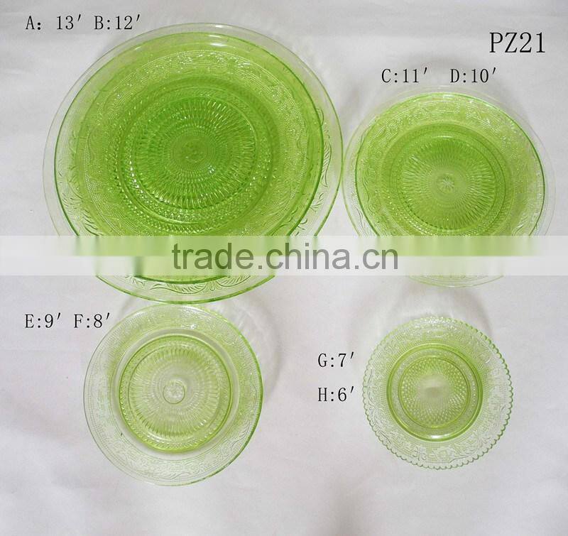 Different size food glass dish set colored