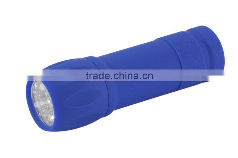 High quality 9 led super bright small portable plastic flashlight in blue