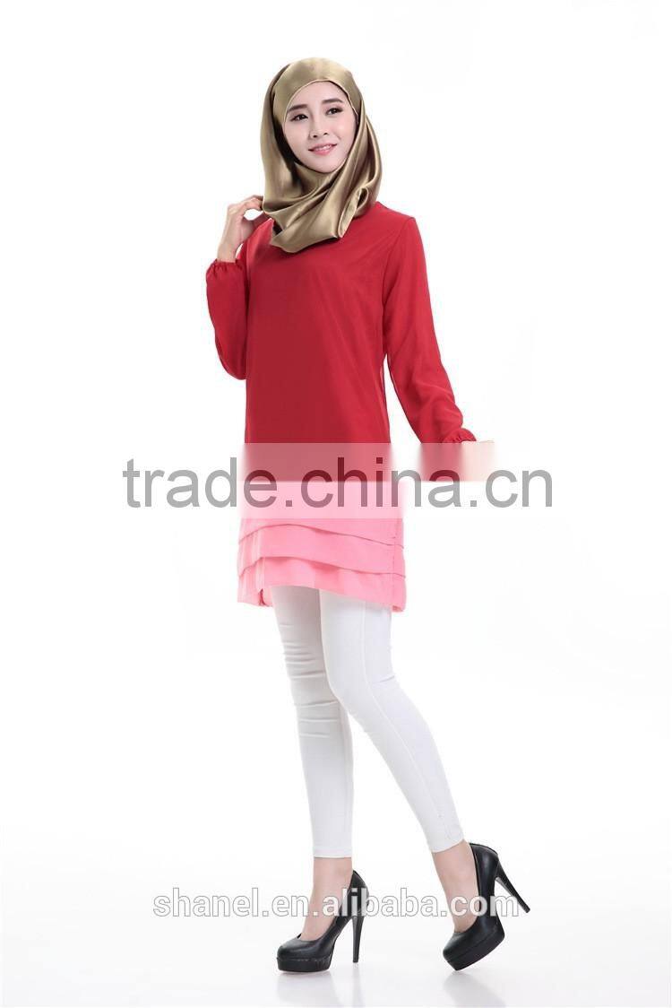 latest design muslim women long tops blouse islamic clothing Malaysia chiffon tops
