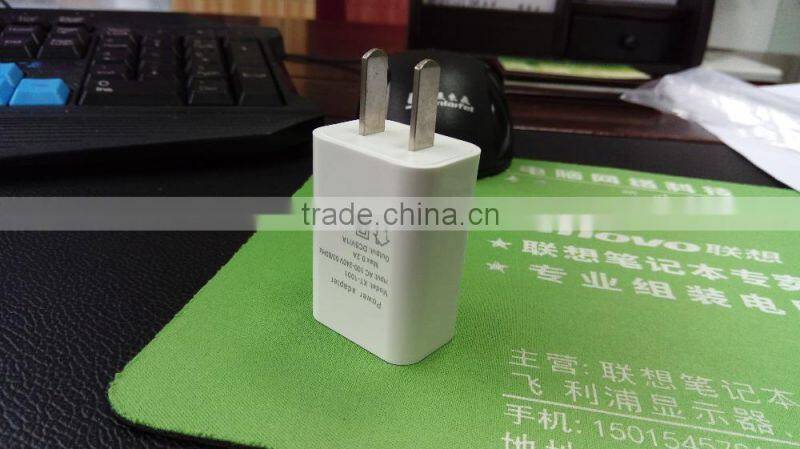 Single USB Port Mobile Phone Wall Charger, 5V 1A Certificated AC Adapter Travel Charger