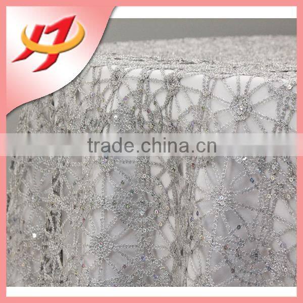 cheap round or square wedding embroidered gold sequin glitter table overlays