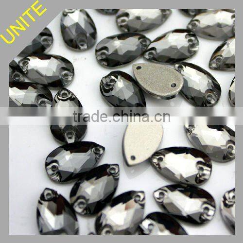 UNITE Clear Teardrop Sew-On Glass Stone Beads Rhinestones
