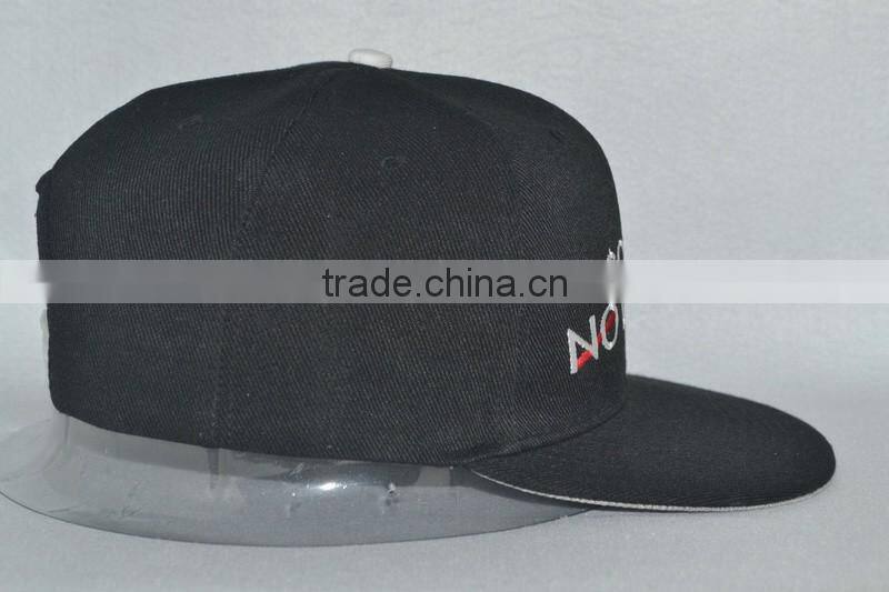 Guangzhou hat factory professional custom 100% acrylic/black/embroidery logo/flat brim hat