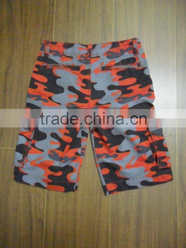 Custom 100% cotton canavas marine camouflage print knee long boy short pant