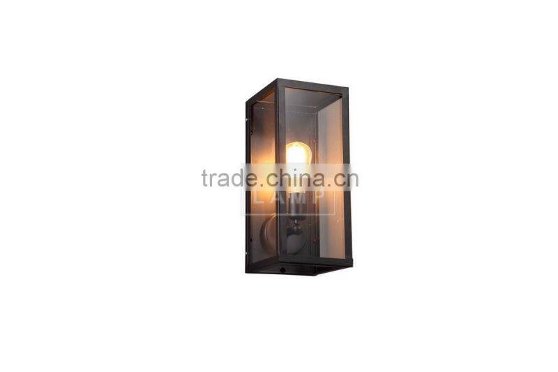 Industrial Metallic and Glass Lamp Shade Wall Sconce Box Wall Lamp
