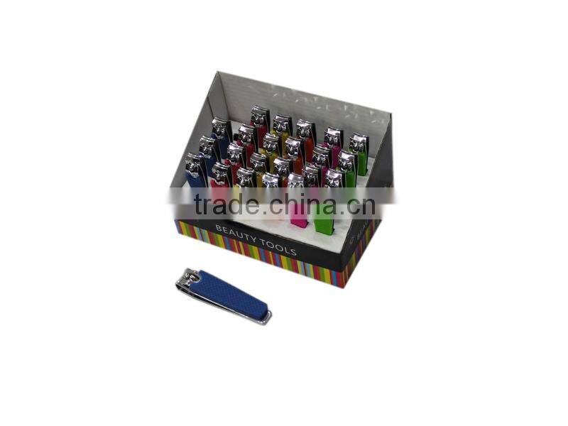 Nail clipper with silicon non-slip finger grips in display box