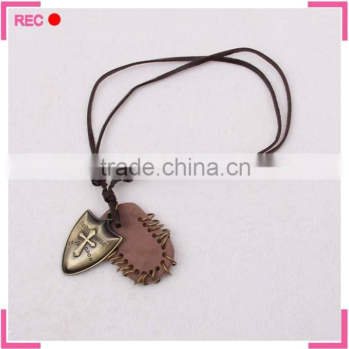 Fashion jewelry necklace with skull pendant, leather chain latest model fashion necklace
