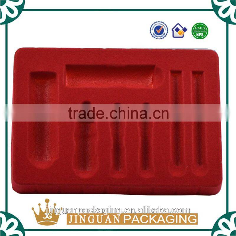 Custom flocking blister tray for cosmetic, cosmetic plastic blister tray, plastic cosmetic tray