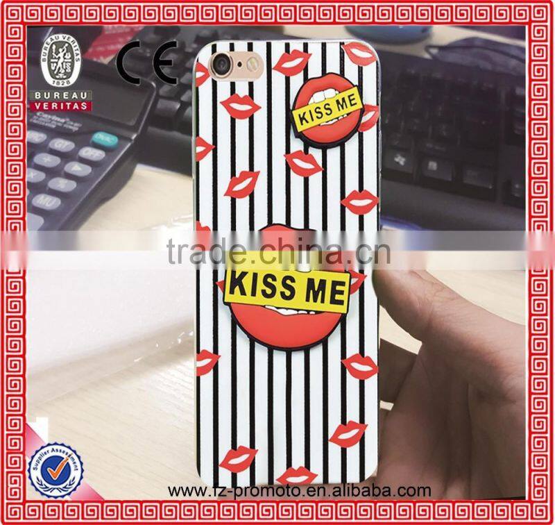 Fashion Brand Red Lips Dots Flowers MJ Soft TPU Plastic Phone Case Cover For iPhone 6 4.7inch
