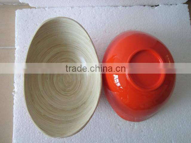 White lacquer outside bamboo bowl for kitchenware from leading Vietnam company