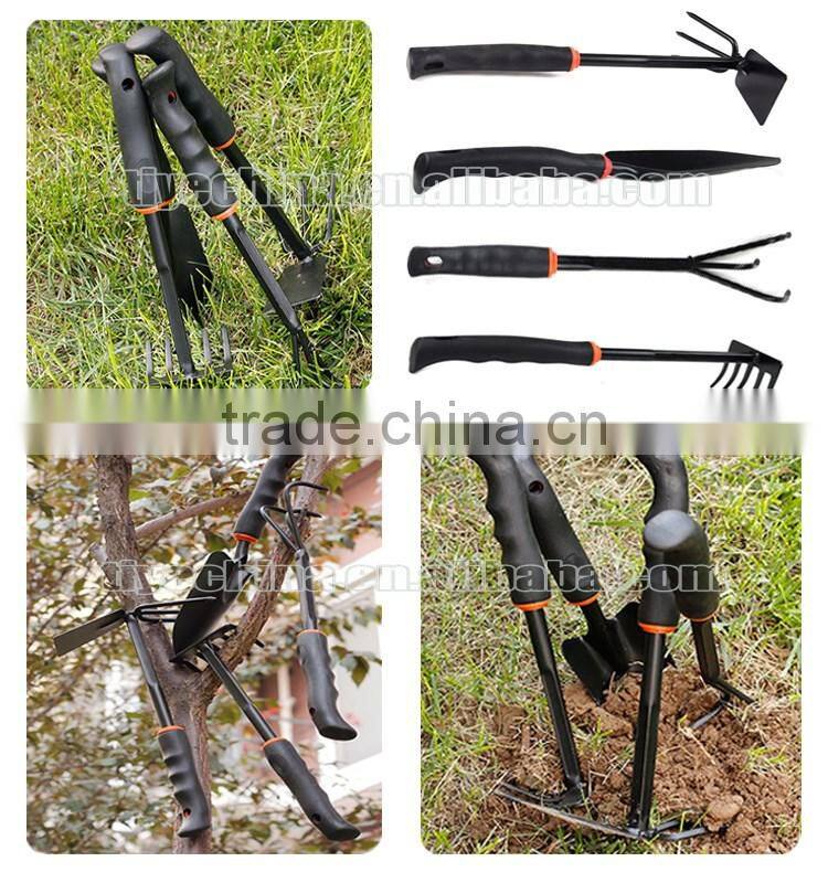 4pcs Mini Garden Plant Tool Set With Plastic Handle Gardening Tool Shovel Dual-Hoe Rake